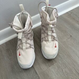 Nike Women's High-Top Sneakers - Cream and Red